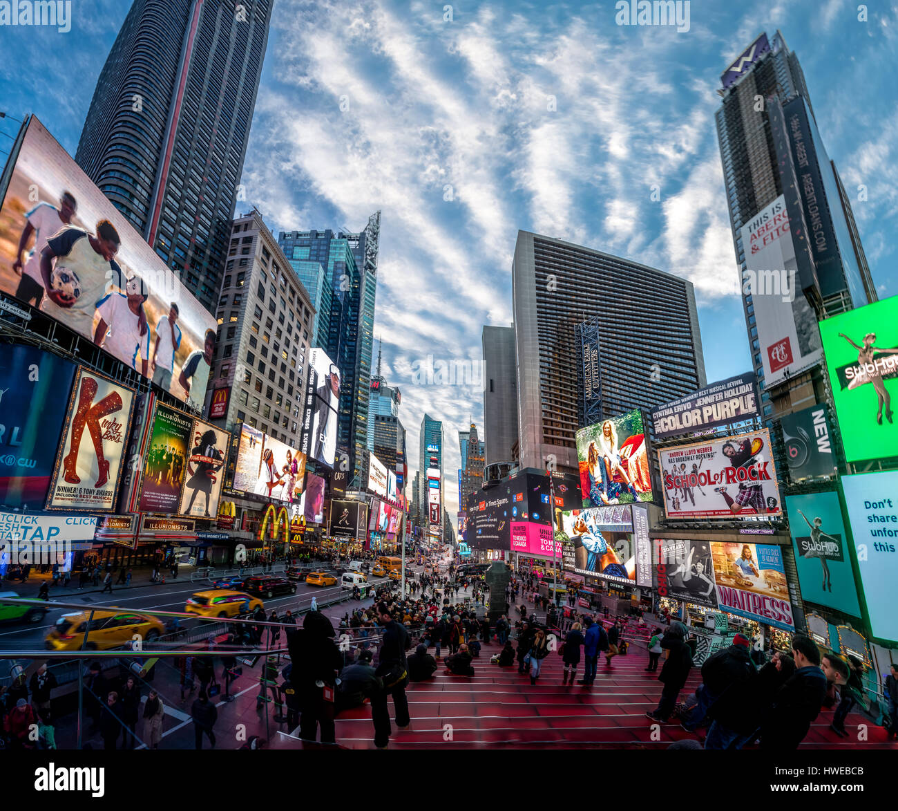 Times Square at sunset - New York, USA Stock Photo