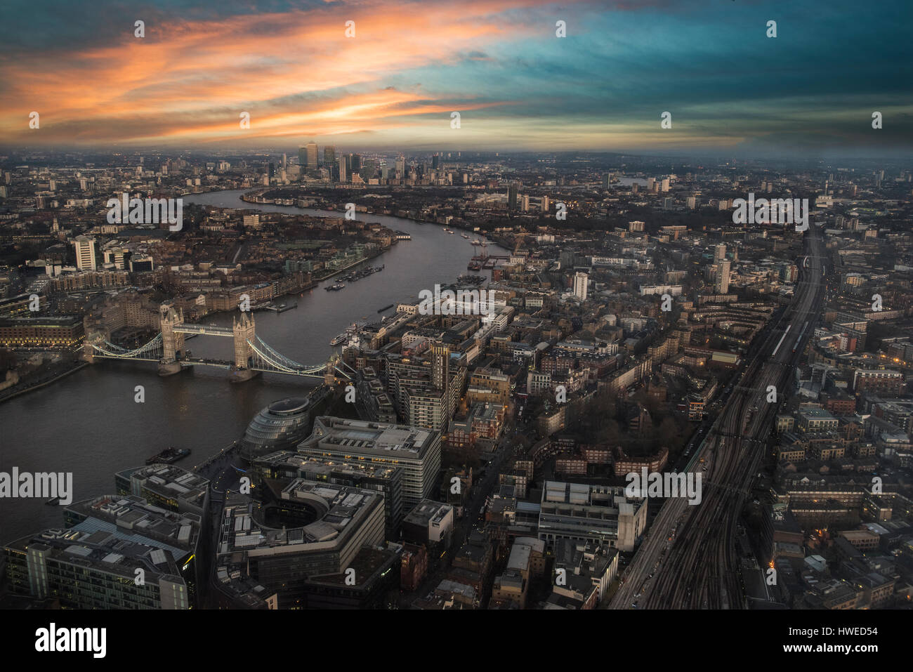 London aerial view at sunset Stock Photo - Alamy