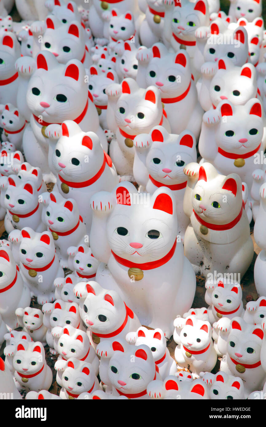 The Maneki Neko at Gotokuji Temple Tokyo Japan Stock Photo