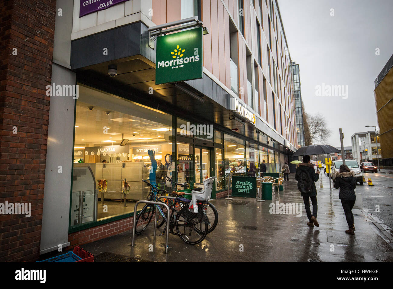 Morrisons supermarket. Exterior of small Morrisons store in Manchester