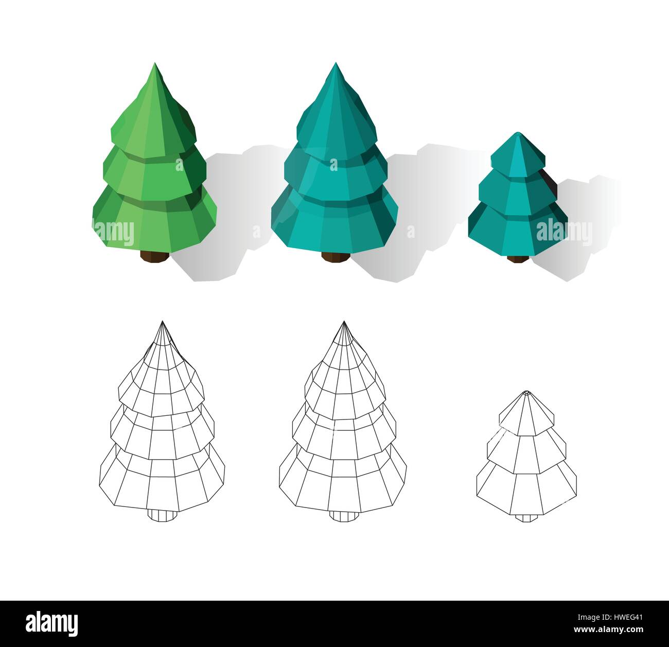 Isometric vector tree set. Landscape constructor kit Stock Vector Image ...