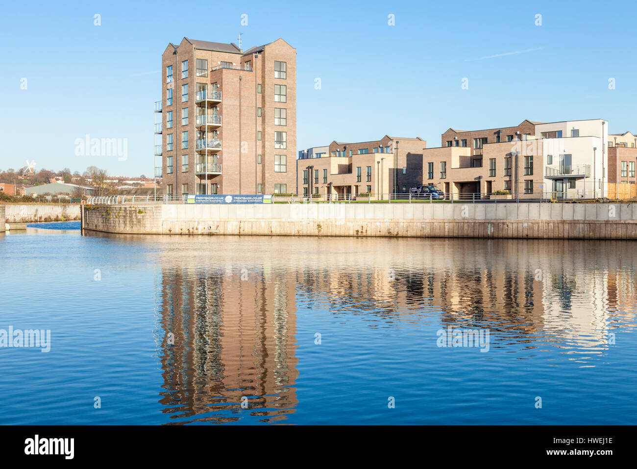 New build housing. Trent Basin, a waterfront development of apartments