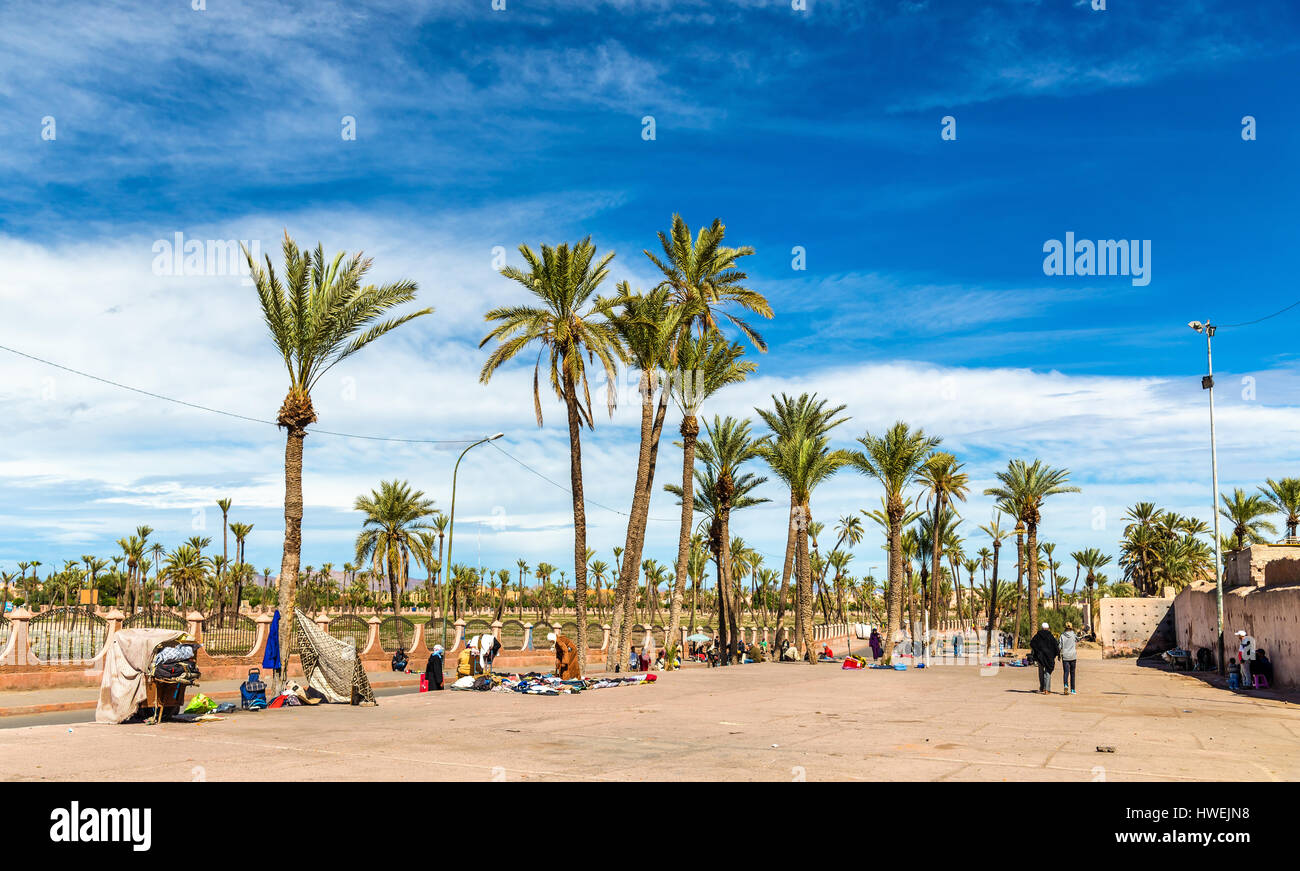 Palm trees near the city walls of Marrakesh, Morocco Stock Photo Alamy