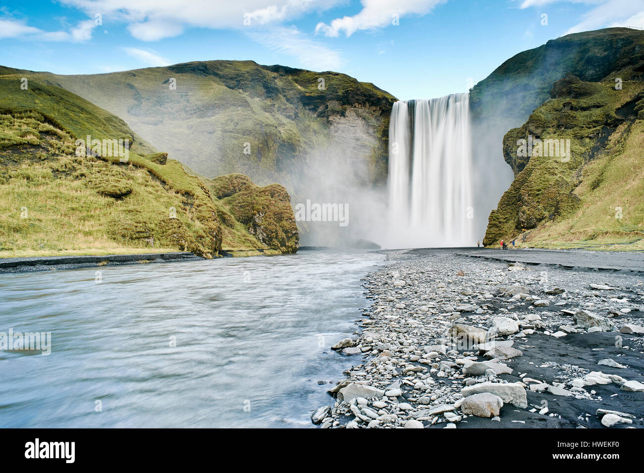 Skogafoss waterfall cascades in iceland hi-res stock photography and ...