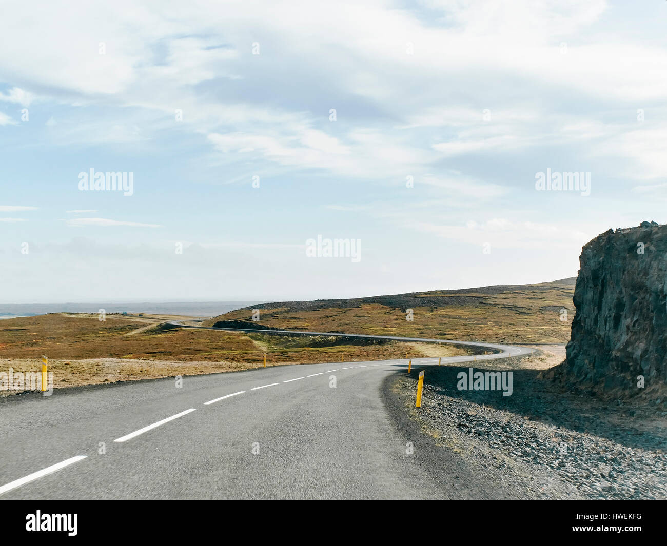 Winding road to coast, Jokulsargljufur National Park, Iceland Stock Photo
