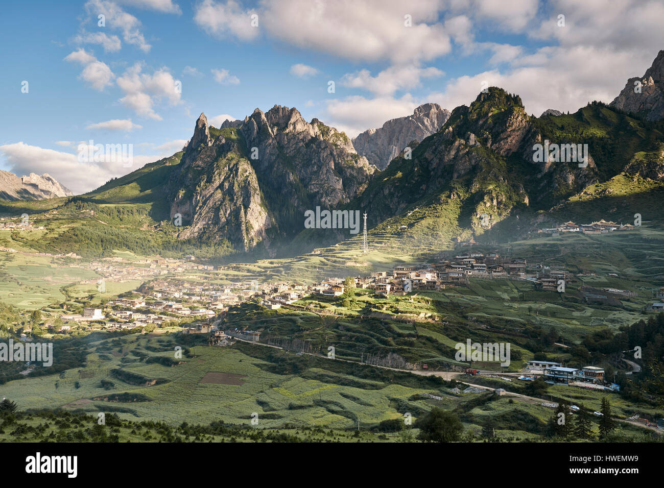 Mountain ranges, Zhagana, Gansu Province, China Stock Photo