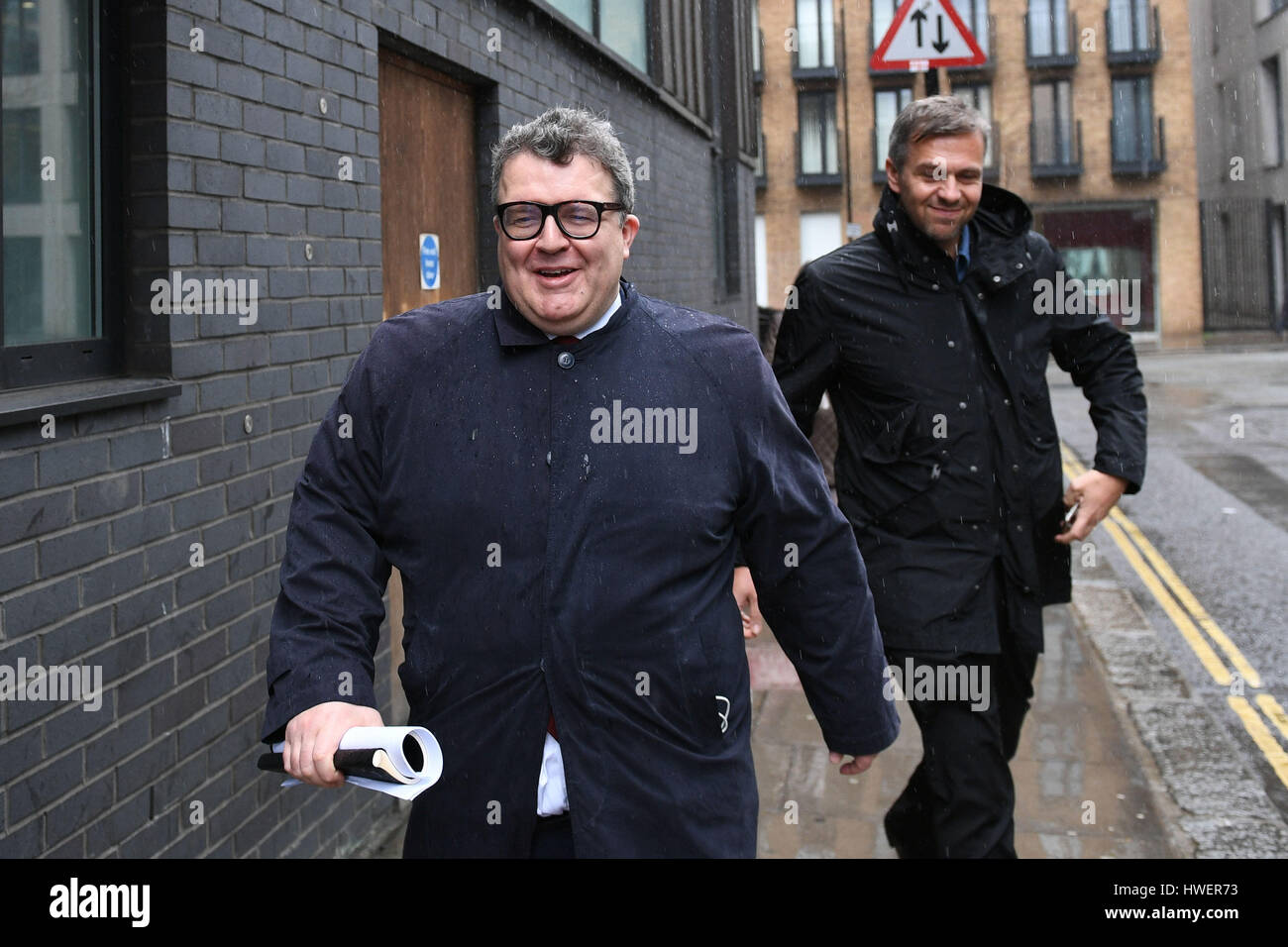Labour's deputy leader Tom Watson departs after a meeting at Unison's headquarters in central London, as he and Jeremy Corbyn have issued a joint statement agreeing to strengthen party unity after in-fighting at the top of Labour following claims of a takeover plot. Stock Photo