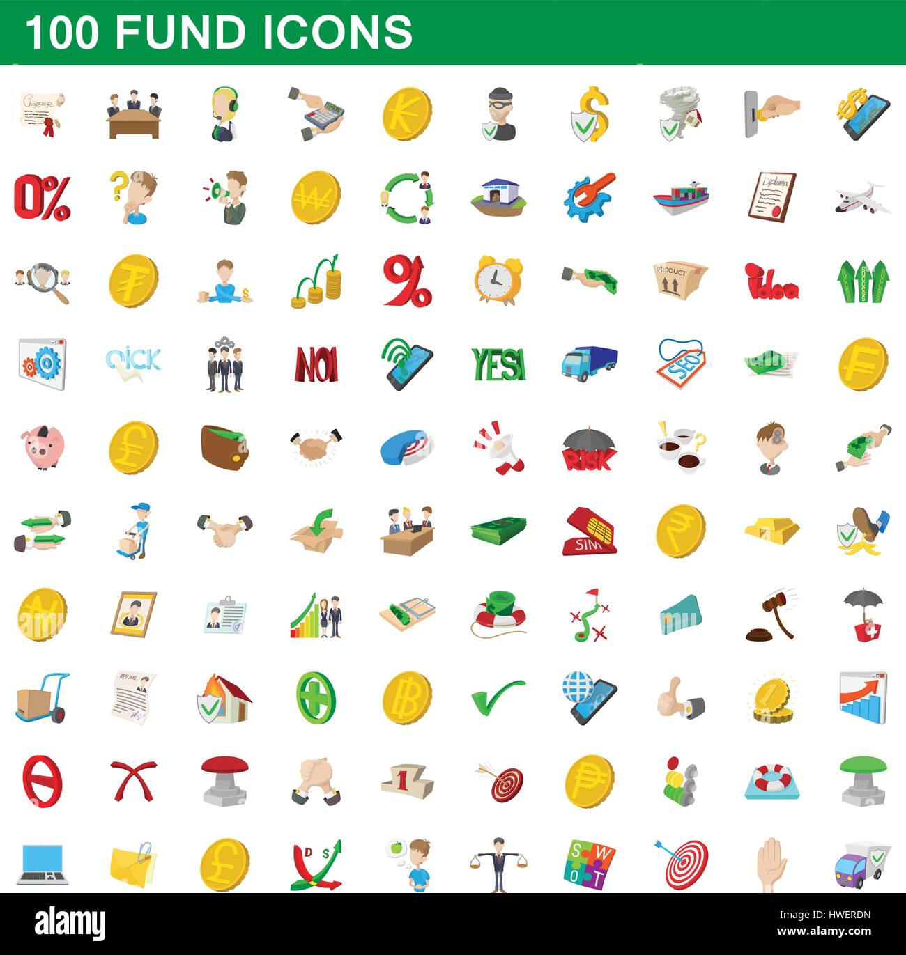 100 Fund Icons Set, Cartoon Style Stock Vector Image & Art   Alamy