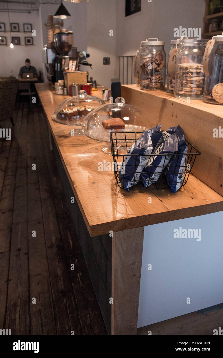 Inside Little Man Coffee shop in Cardiff, Wales Stock Photo Alamy