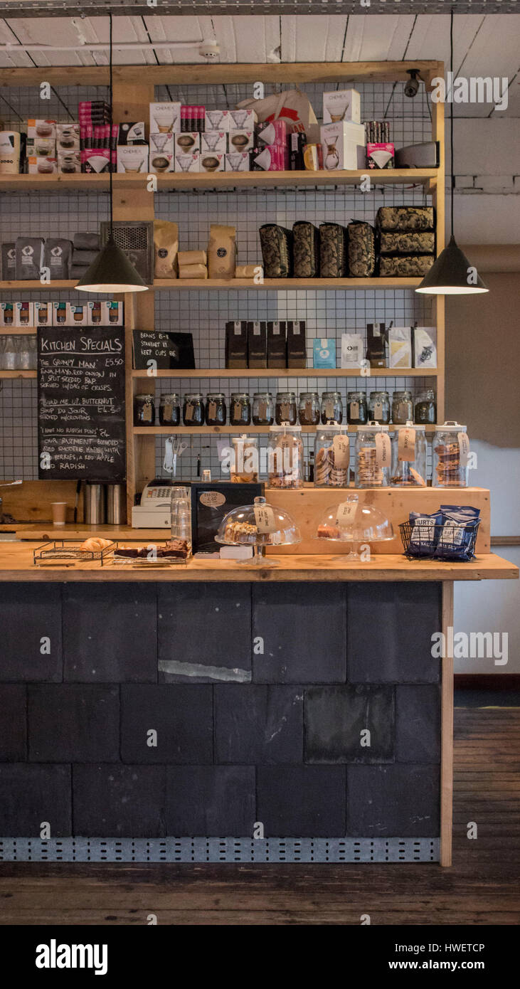 Inside Little Man Coffee shop in Cardiff, Wales Stock Photo Alamy