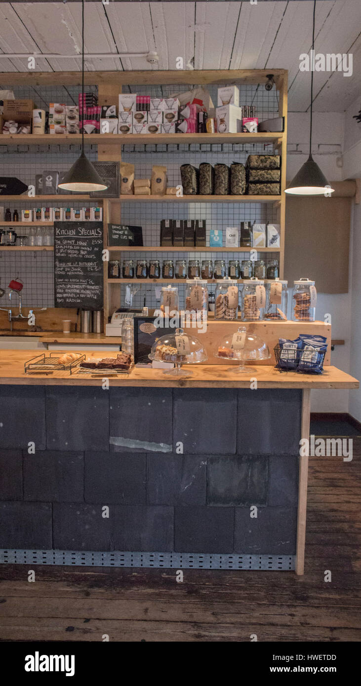Inside Little Man Coffee shop in Cardiff, Wales Stock Photo Alamy