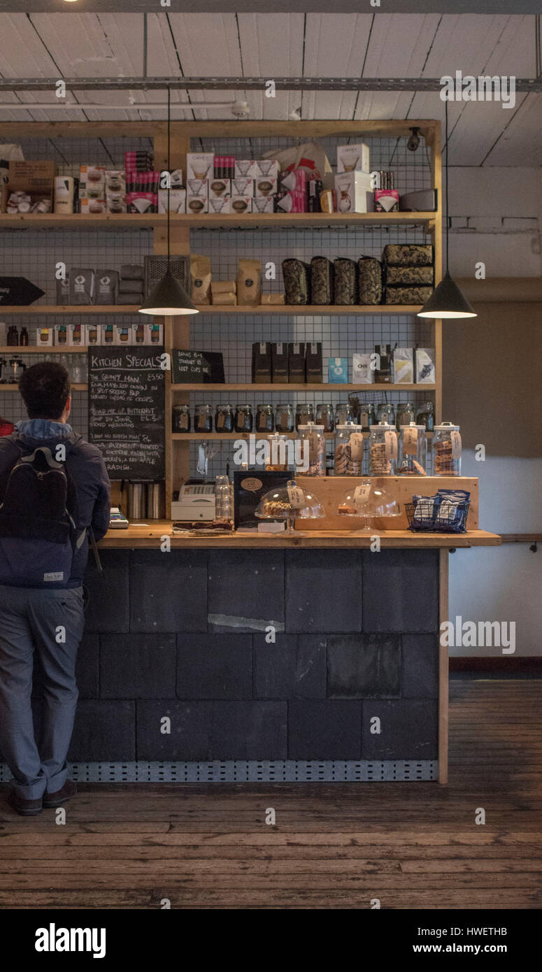 Inside Little Man Coffee shop in Cardiff, Wales Stock Photo Alamy