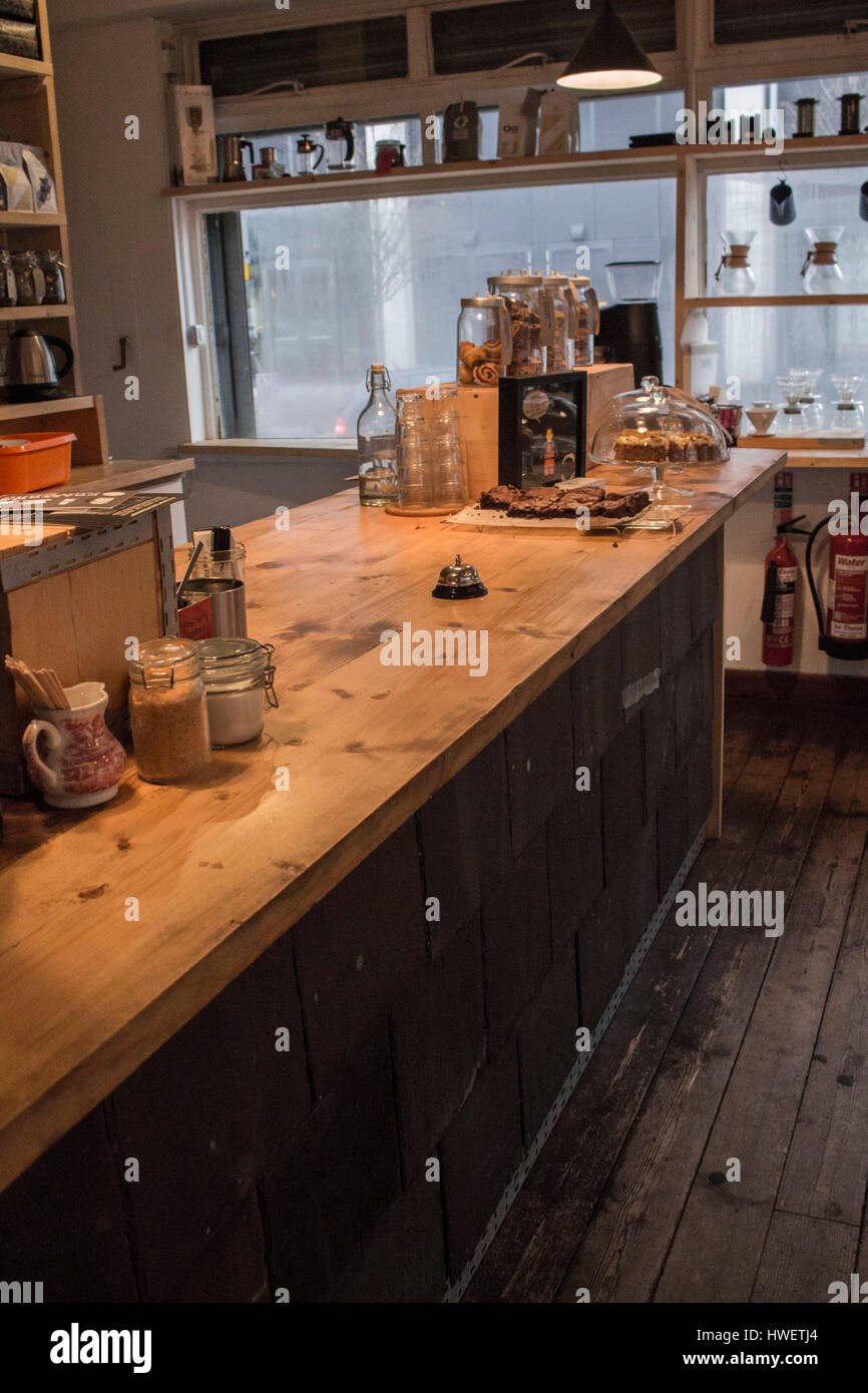 Inside Little Man Coffee shop in Cardiff, Wales Stock Photo Alamy