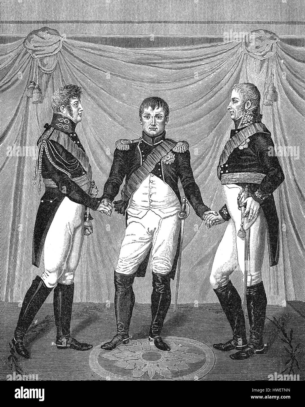 Meeting of Emperor Alexander I of Russia, Napoleon I and Frederick