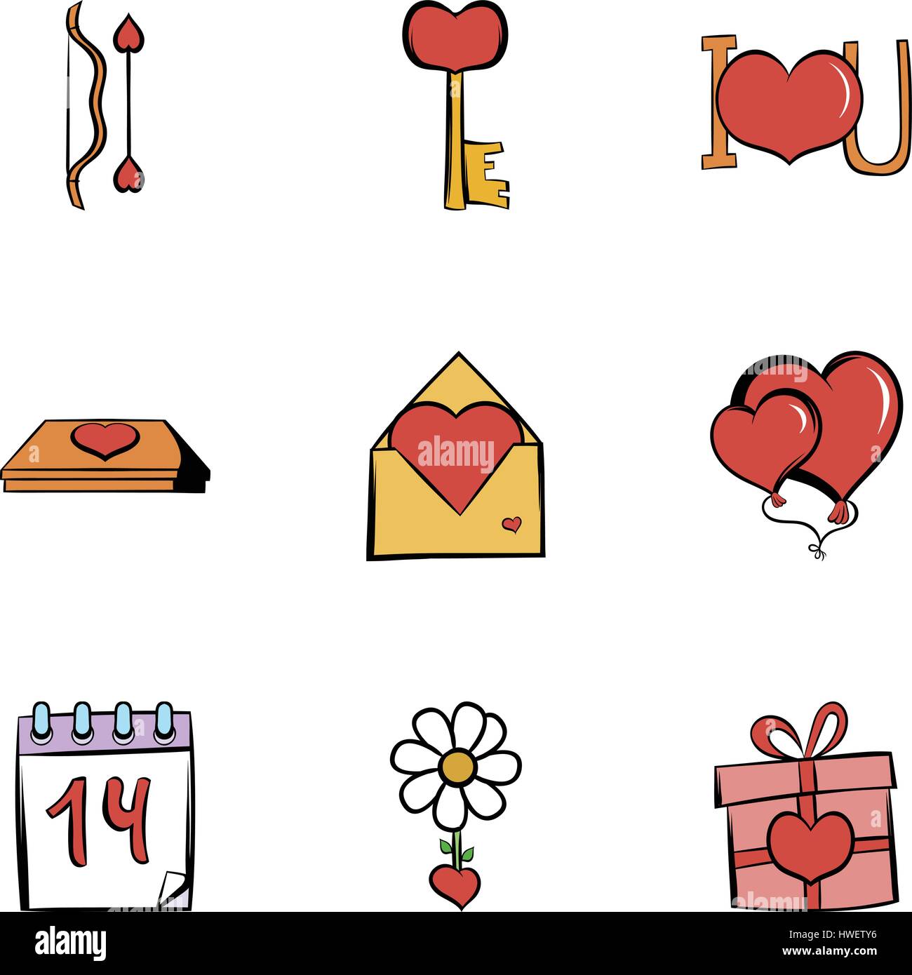 Valentine day icons set, cartoon style Stock Vector Image & Art - Alamy
