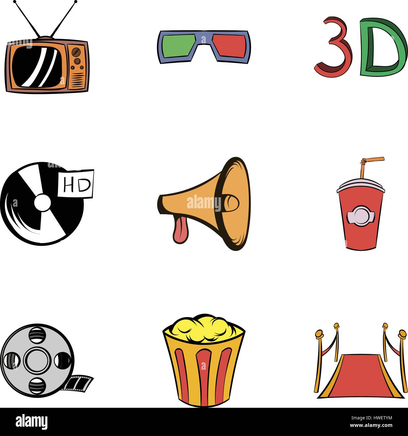 Cinema icons set, cartoon style Stock Vector Image & Art - Alamy