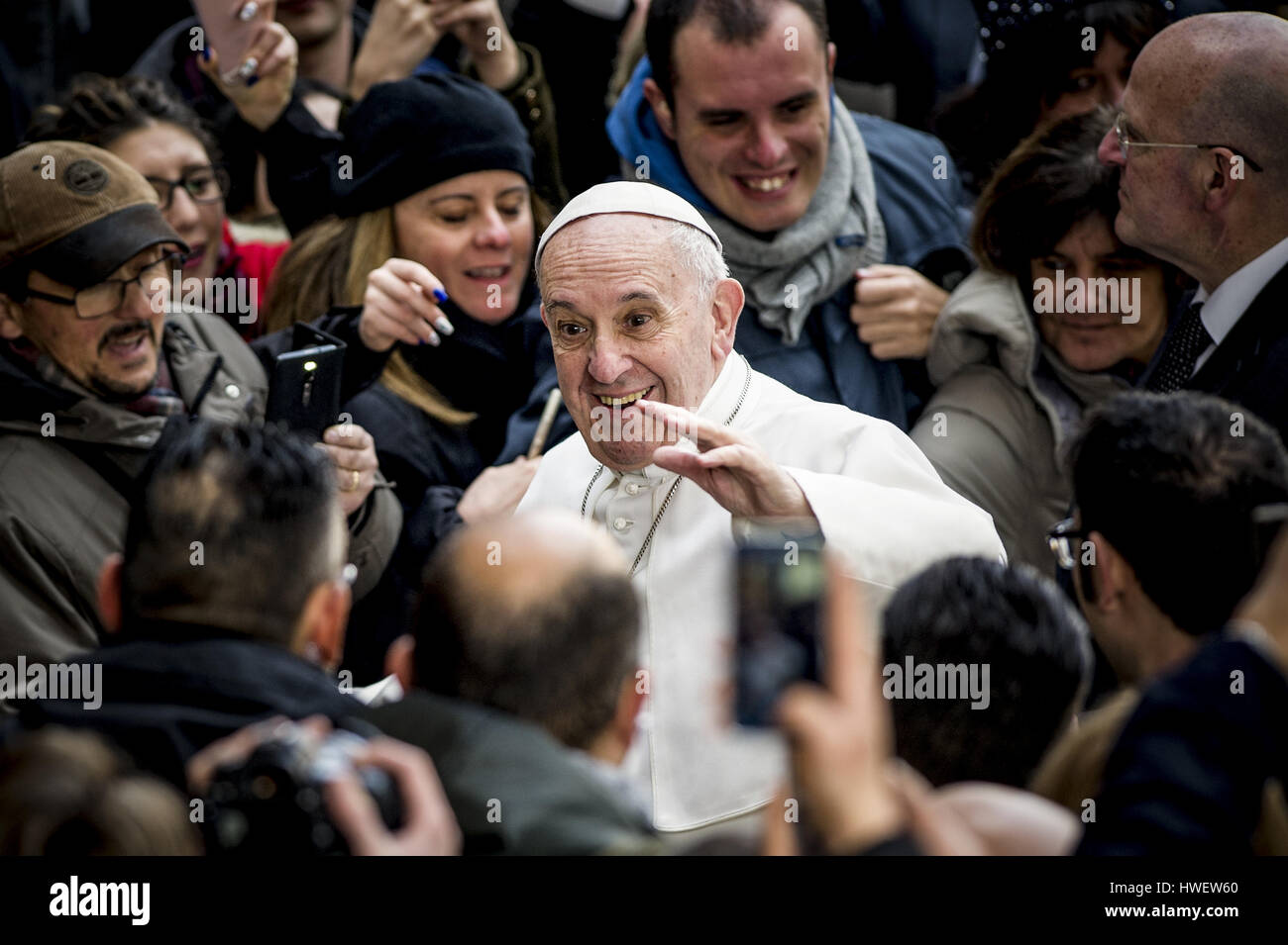 Pope Francis during a visit to Roma Tre University in Rome, Italy, on ...