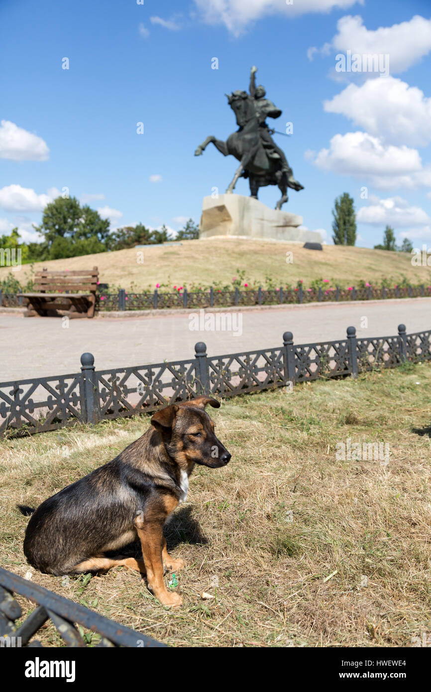 Tiraspol, Republic of Moldova, the Suvorov monument on the main street Stock Photo