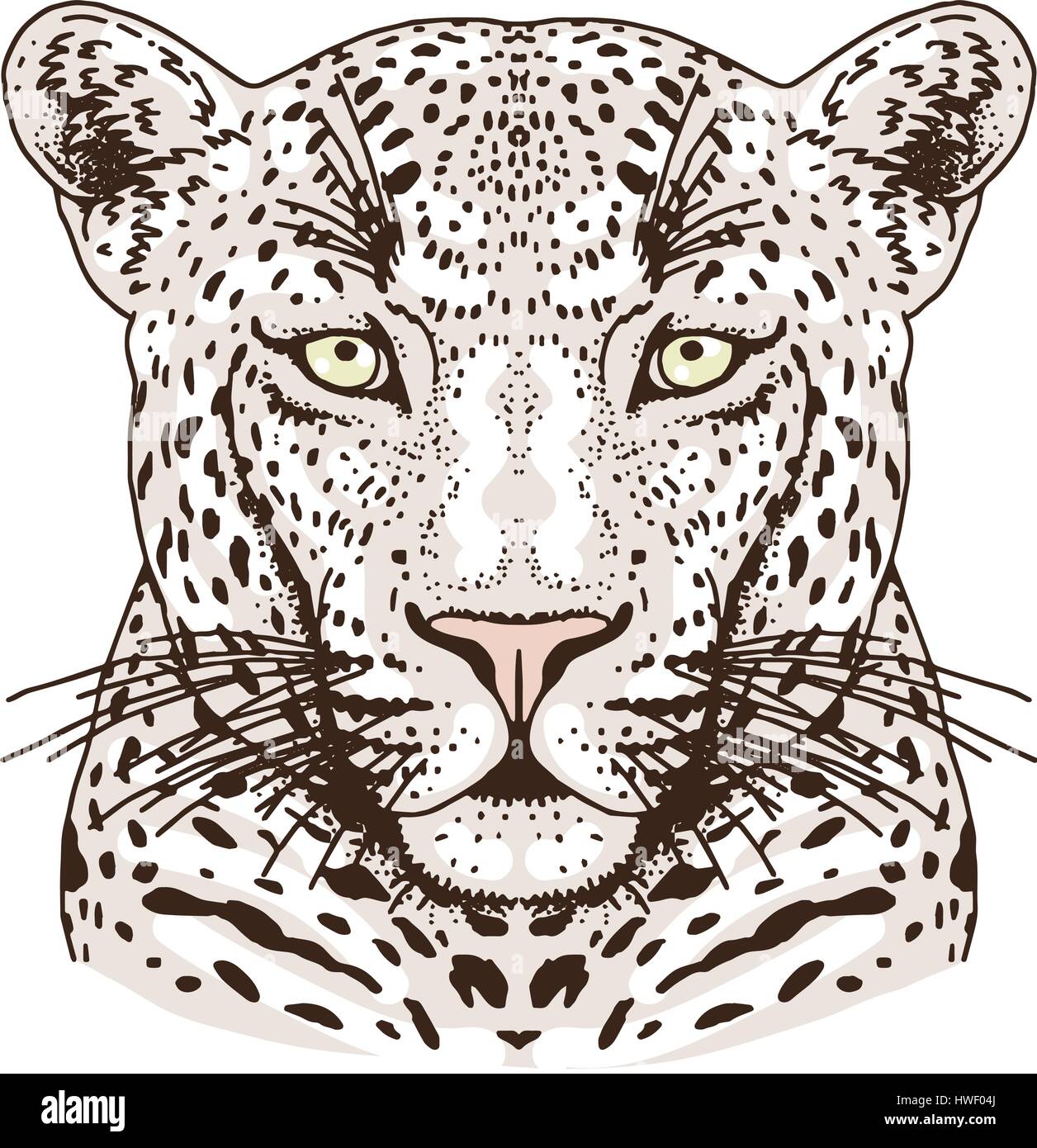 Pencil drawing of the head of a leopard in a minimalist style, suitable for  a logo, tattoo, interior decoration, paintings, print on textiles and  t-shirts. Panthera, Predator.:: tasmeemME.com