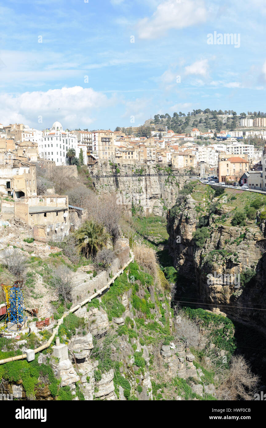 CONSTANTINE, ALGERIA - MARCH 7, 2017: Ottoman and old city of Constantine, Algeria. City has many old old buildings and bridges. Stock Photo
