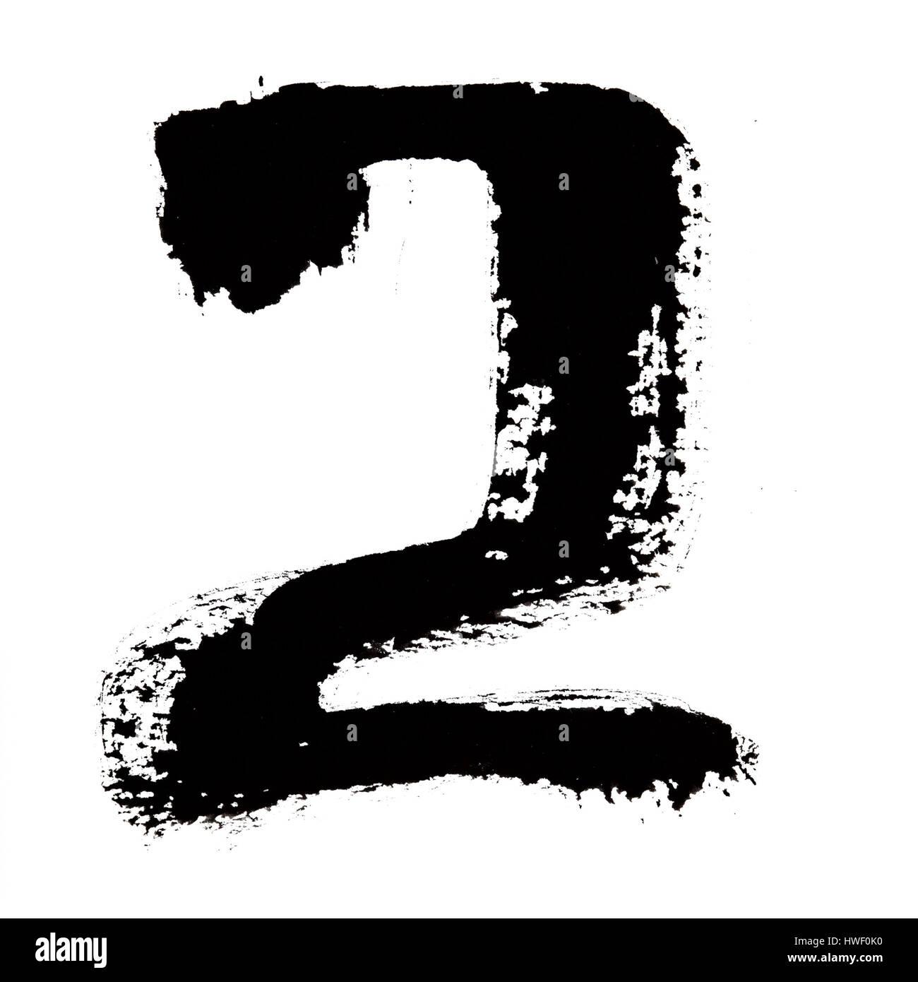 2 - Black ink numbers over the white background Stock Photo