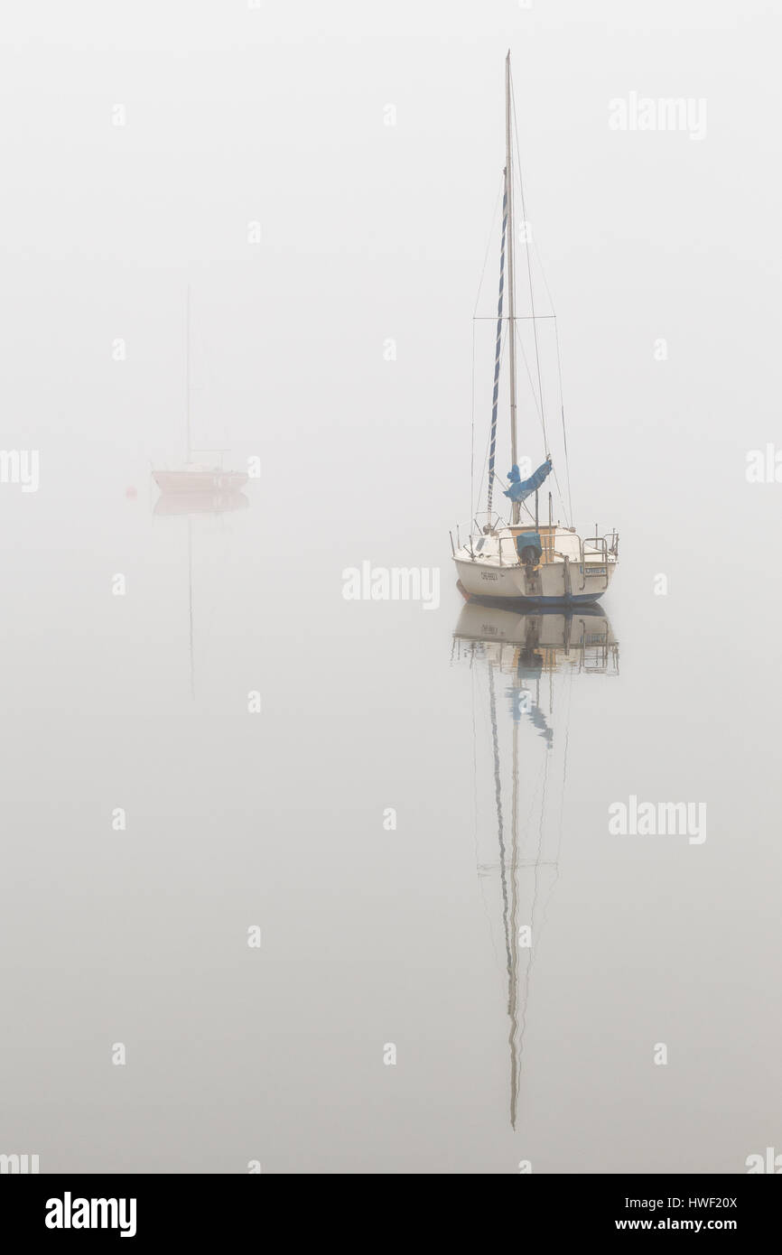 Mystery boats on a foggy day Stock Photo