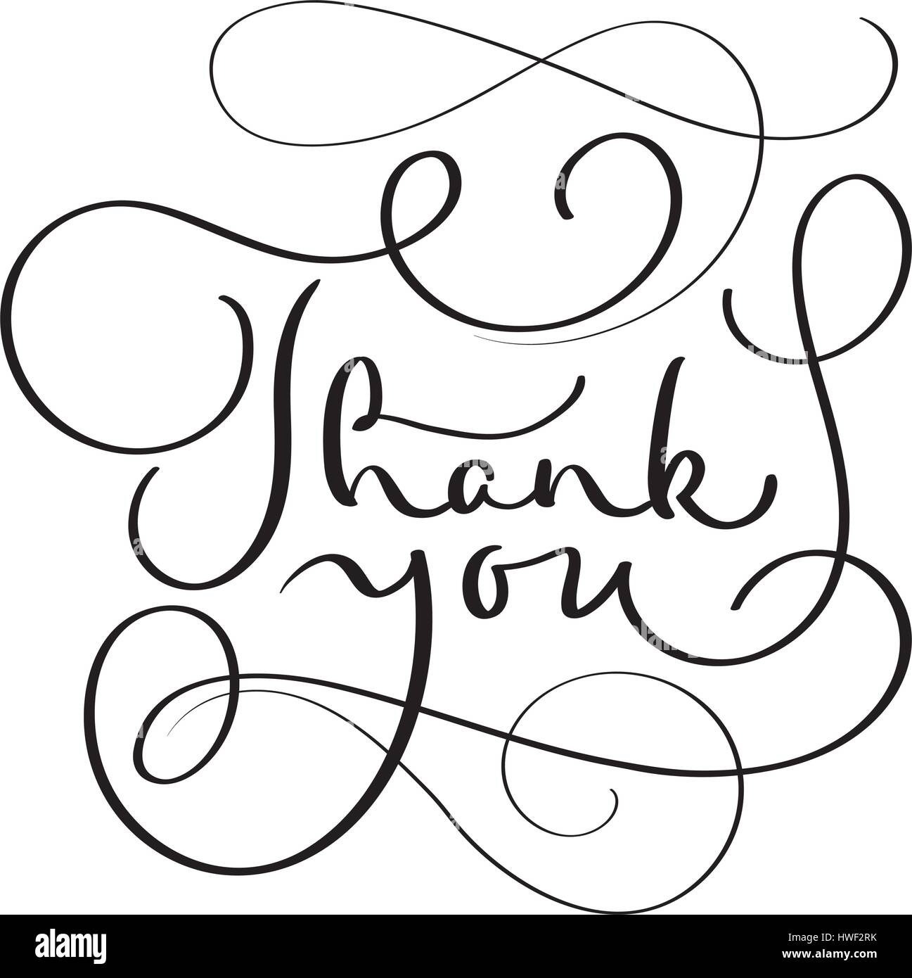 Hand Drawn Vector Thank You Text On White Background Calligraphy Lettering Illustration Eps10 0320