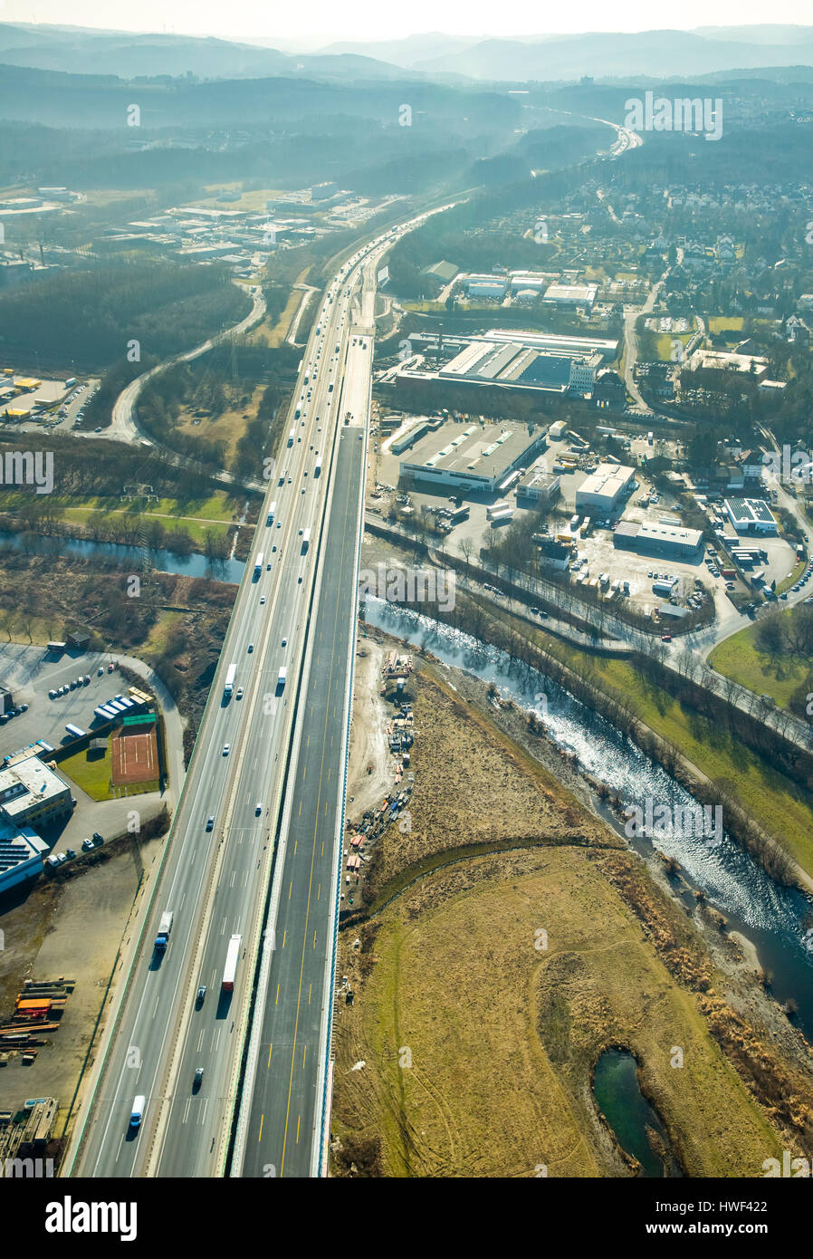 Construction Lenne Viaduct, Highway A45, Hagen, Ruhr, Nordrhein