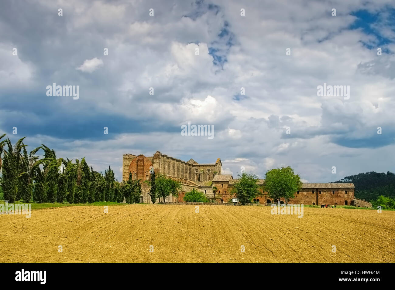 Abbazia di San Galgano cisterician abbey in Tuscany, Italy Stock Photo
