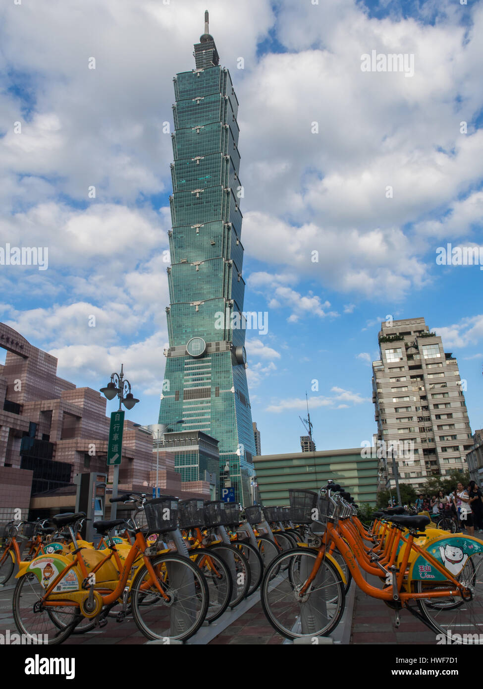 Taipei, Taiwan - October 02, 2016: Taipei 101. Landmark supertall skyscraper in Xinyi District. Stock Photo