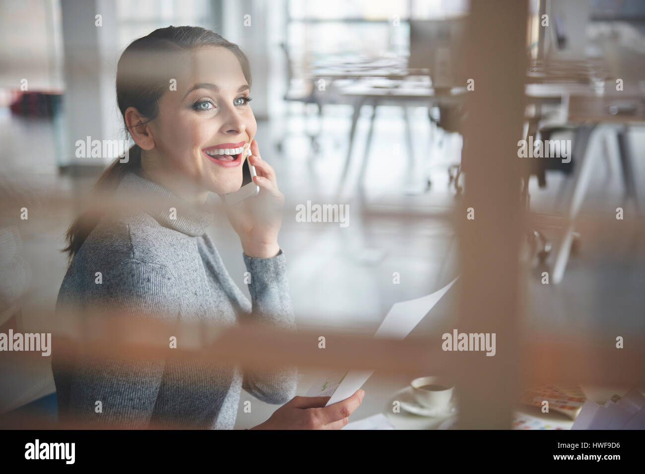 Business woman treats clients fairly Stock Photo