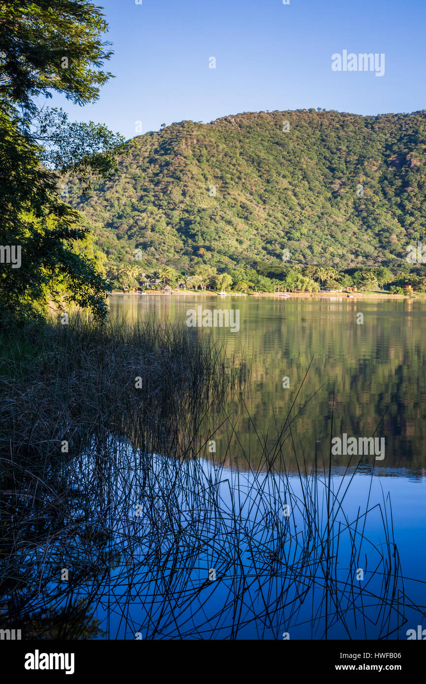 Late afternoon near the shore of the lake at Santa Maria del Oro in Nayarit, Mexico. Stock Photo