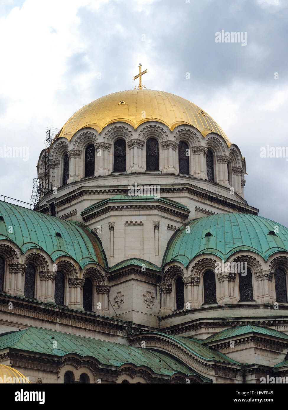 Alexander Nevsky Cathedral Sofia Bulgaria Europe gold dome detail architectural detail Stock Photo
