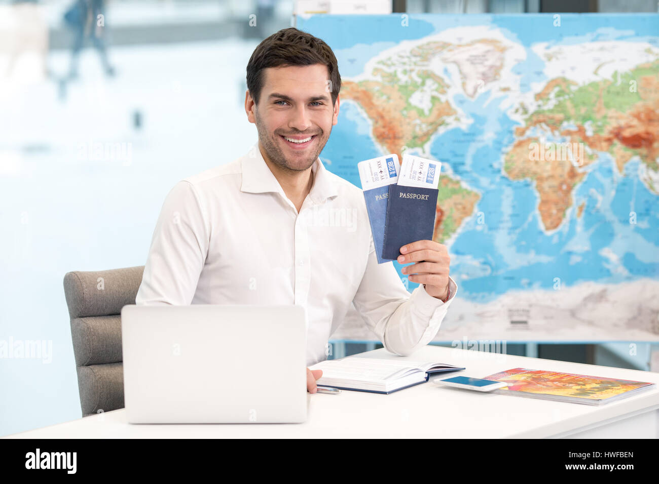 Young Man Tour Agency Concept Stock Photo Alamy