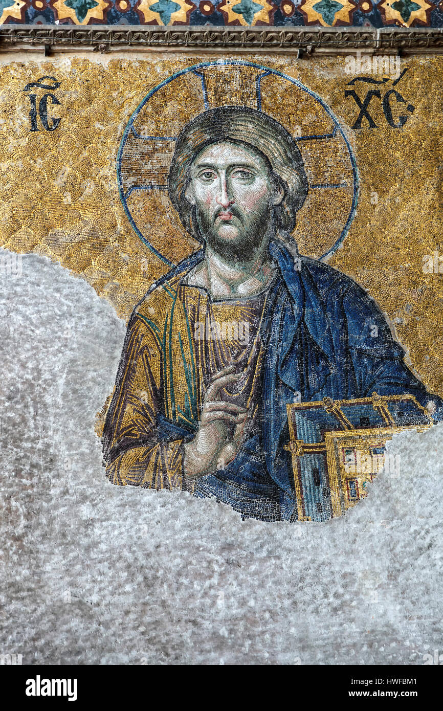 Jsjsus Mosaic depicting Jesus, Hagia Sophia, Istanbul, Turkey Stock Photo - Alamy