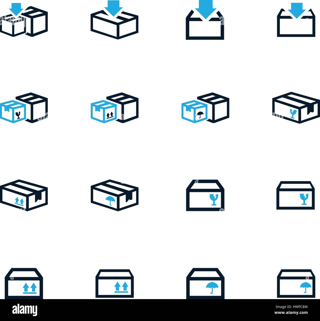Simple set of box and crates related vector icons for your design Stock ...