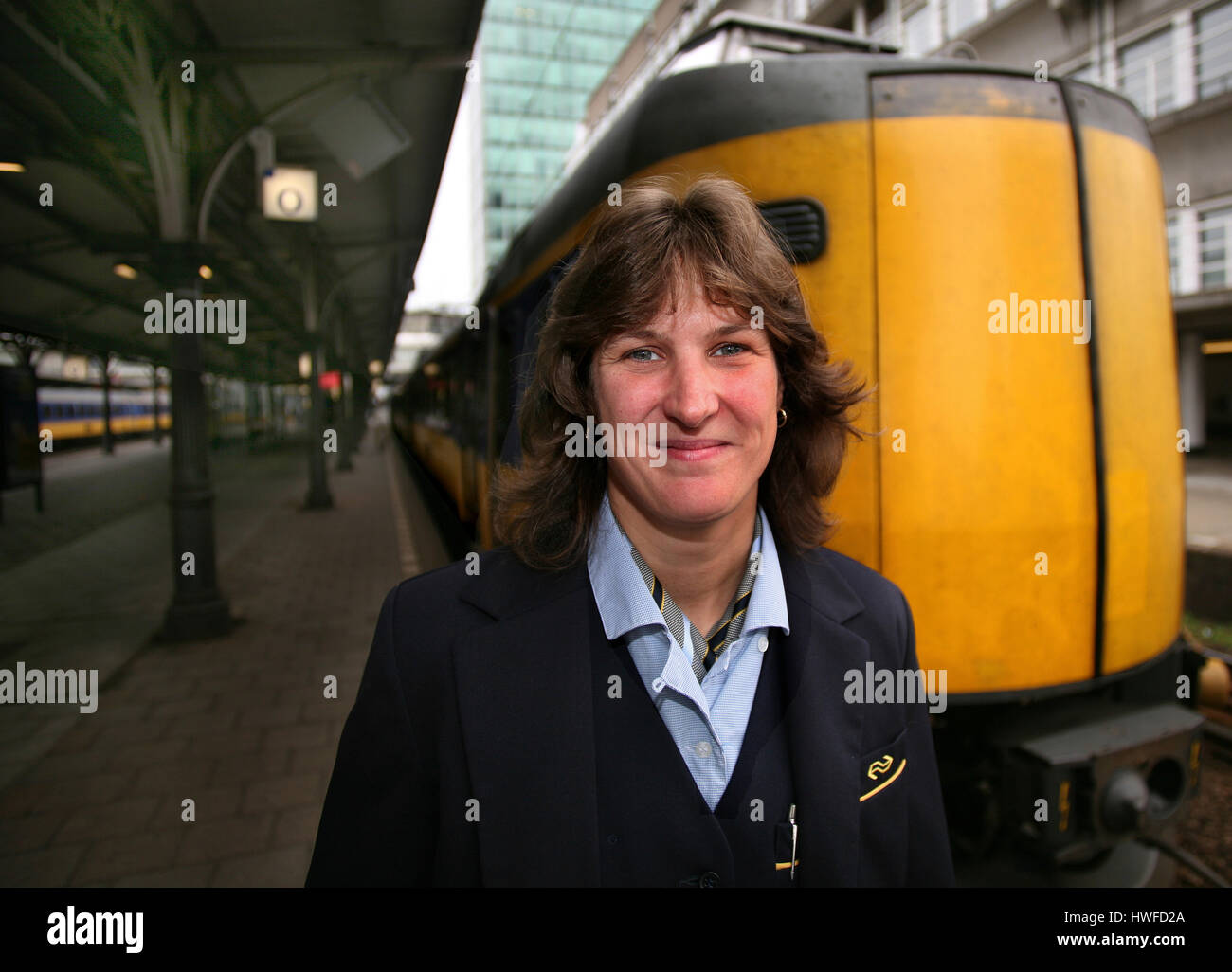 traindriver working for the dutch railways Stock Photo - Alamy