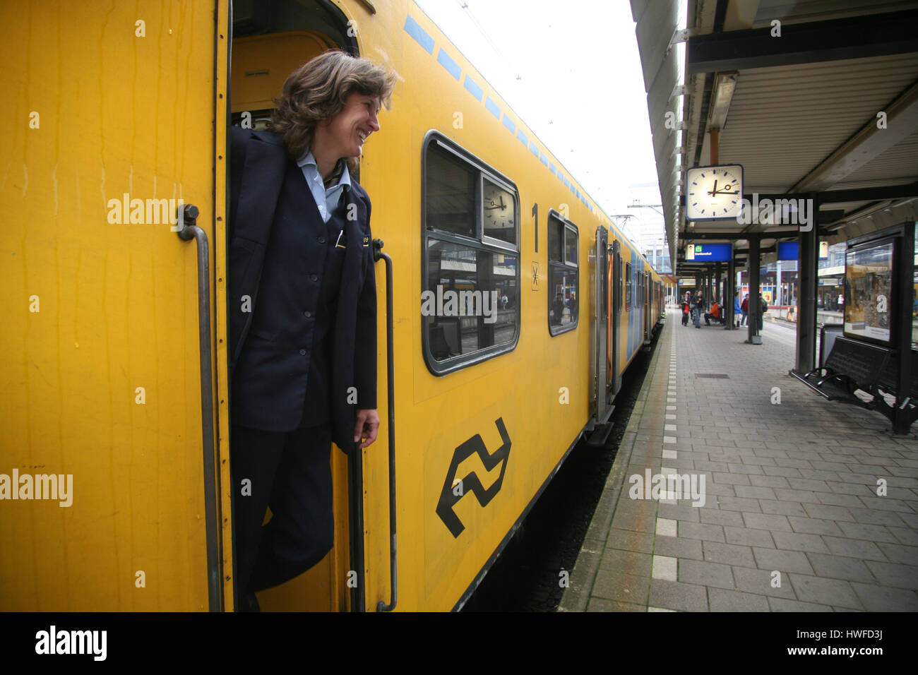 traindriver working for the dutch railways Stock Photo - Alamy