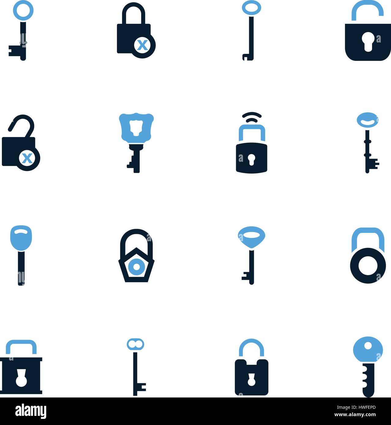 Lock and Key icon set for web sites and user interface Stock Vector ...