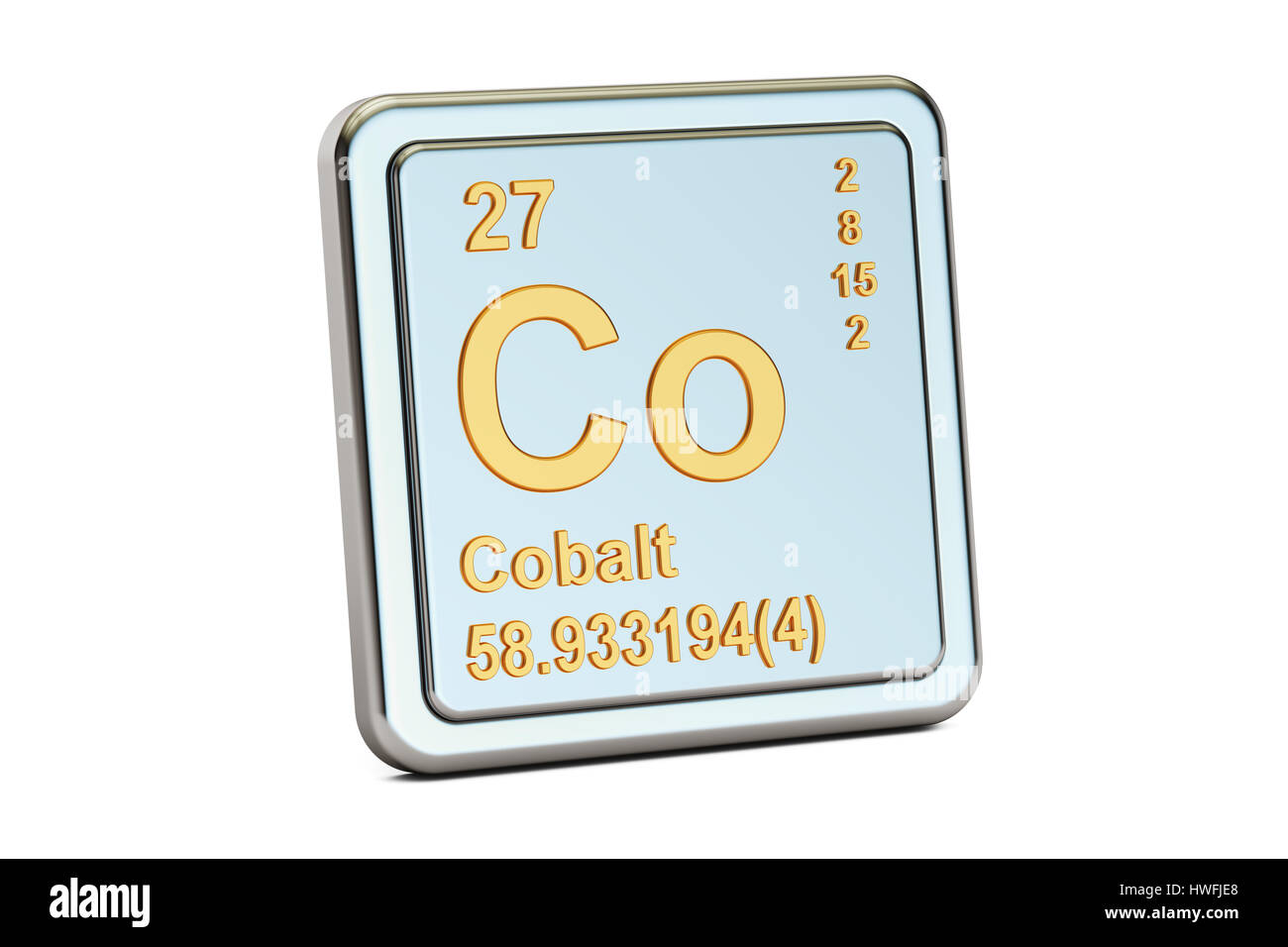 Cobalt Co, chemical element sign. 3D rendering isolated on white background Stock Photo
