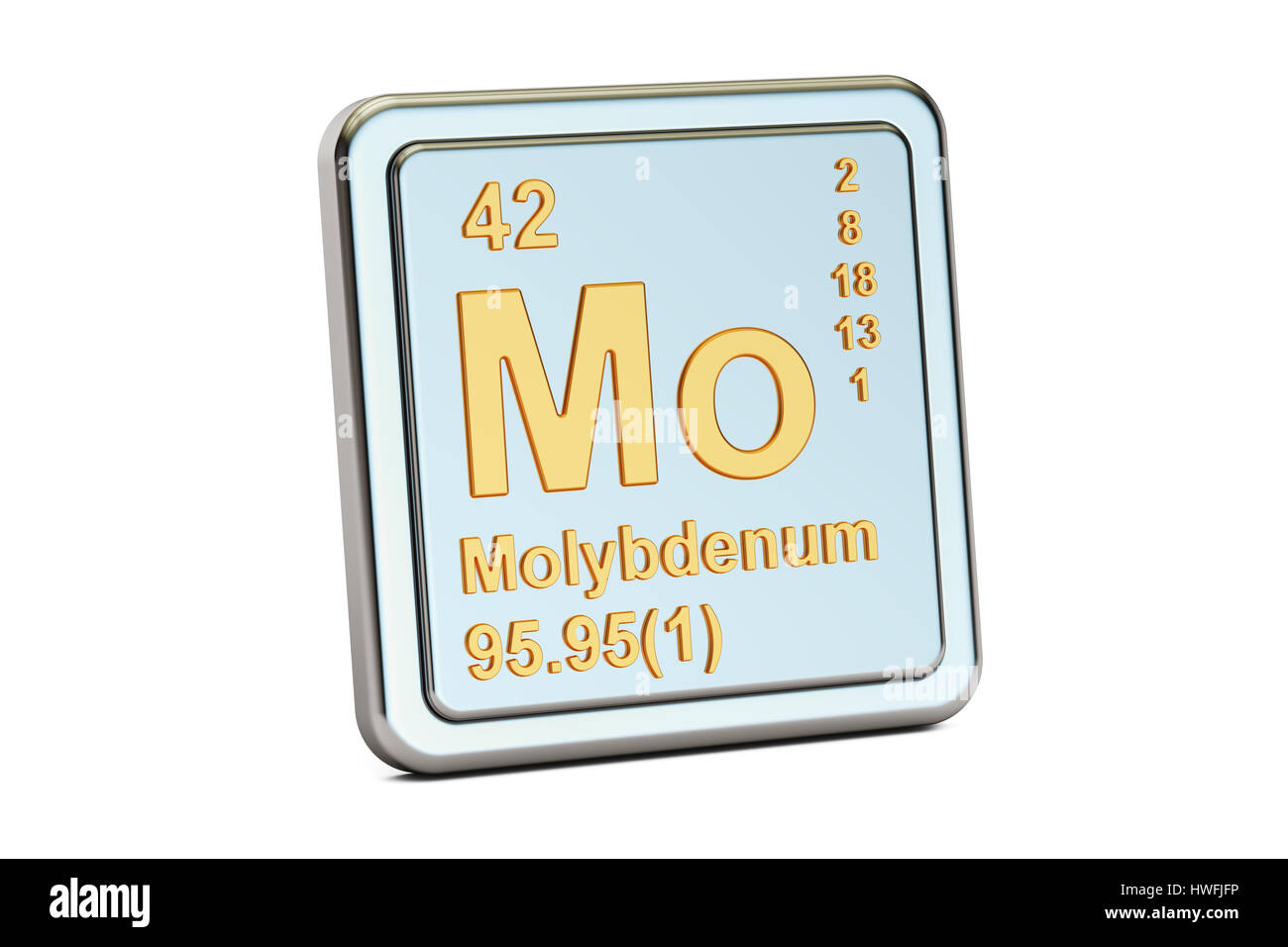 Molybdenum Mo chemical element sign. 3D rendering isolated on white background Stock Photo