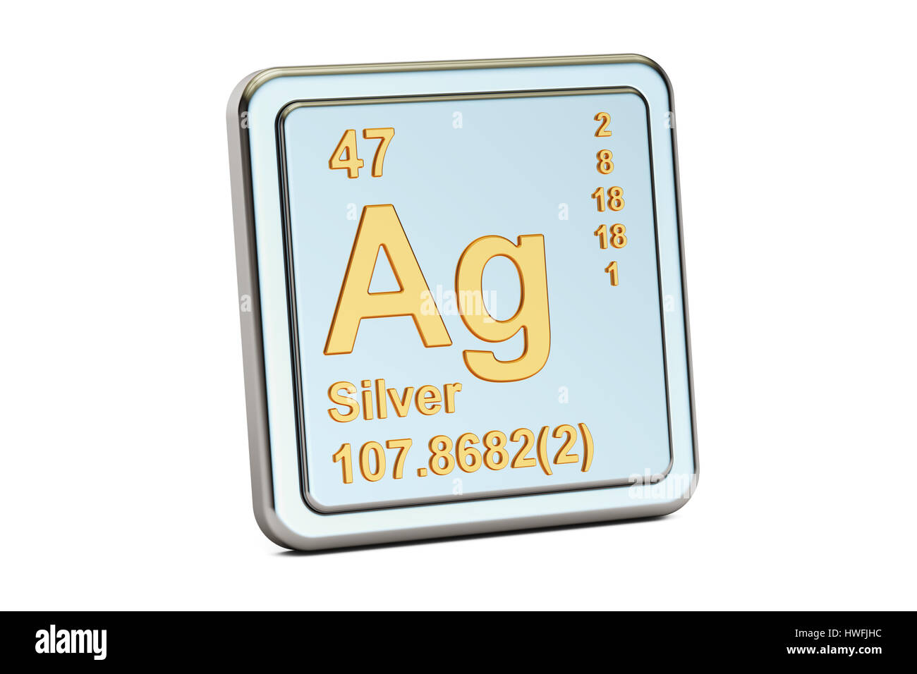 Silver Ag chemical element sign. 3D rendering isolated on white background Stock Photo
