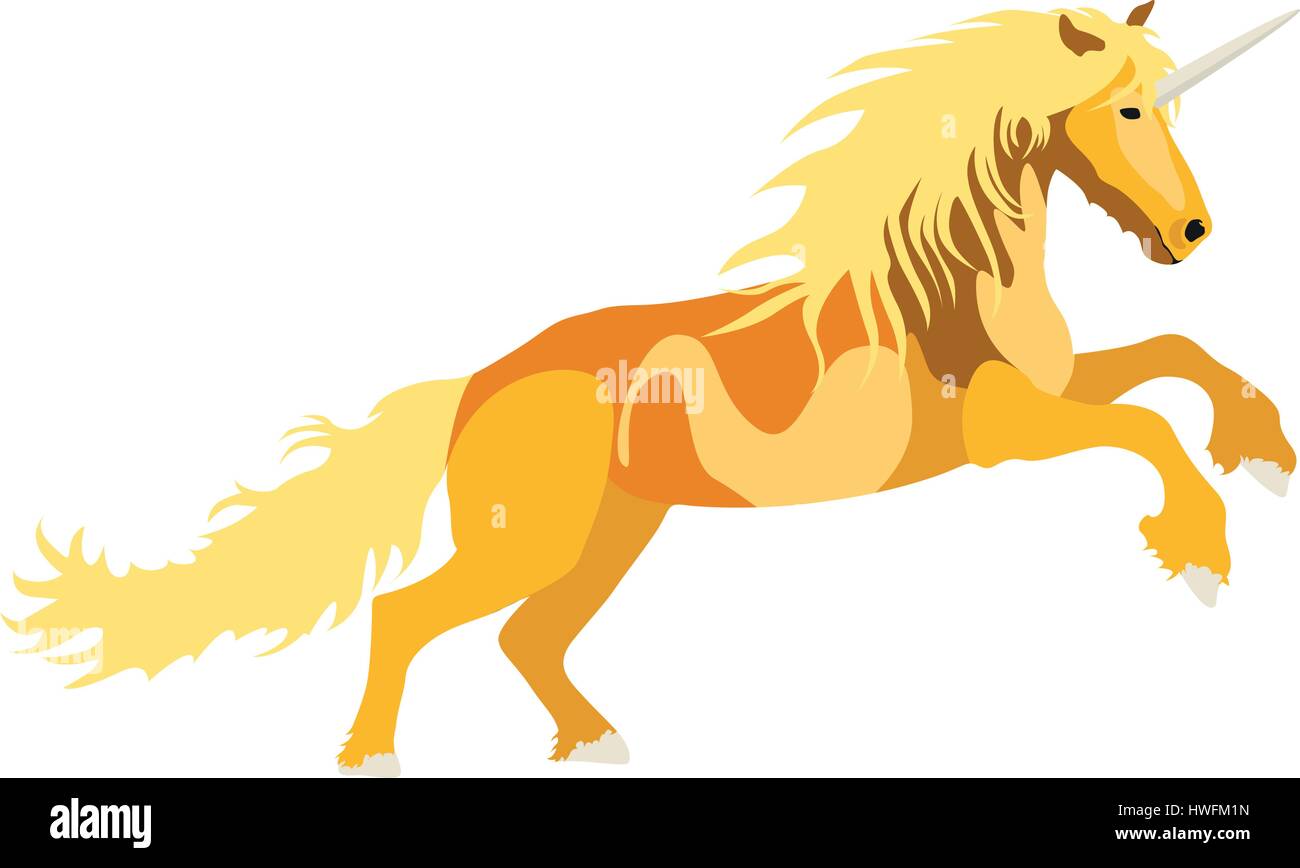 Illustration yellow Unicorn for the creative use in graphic design