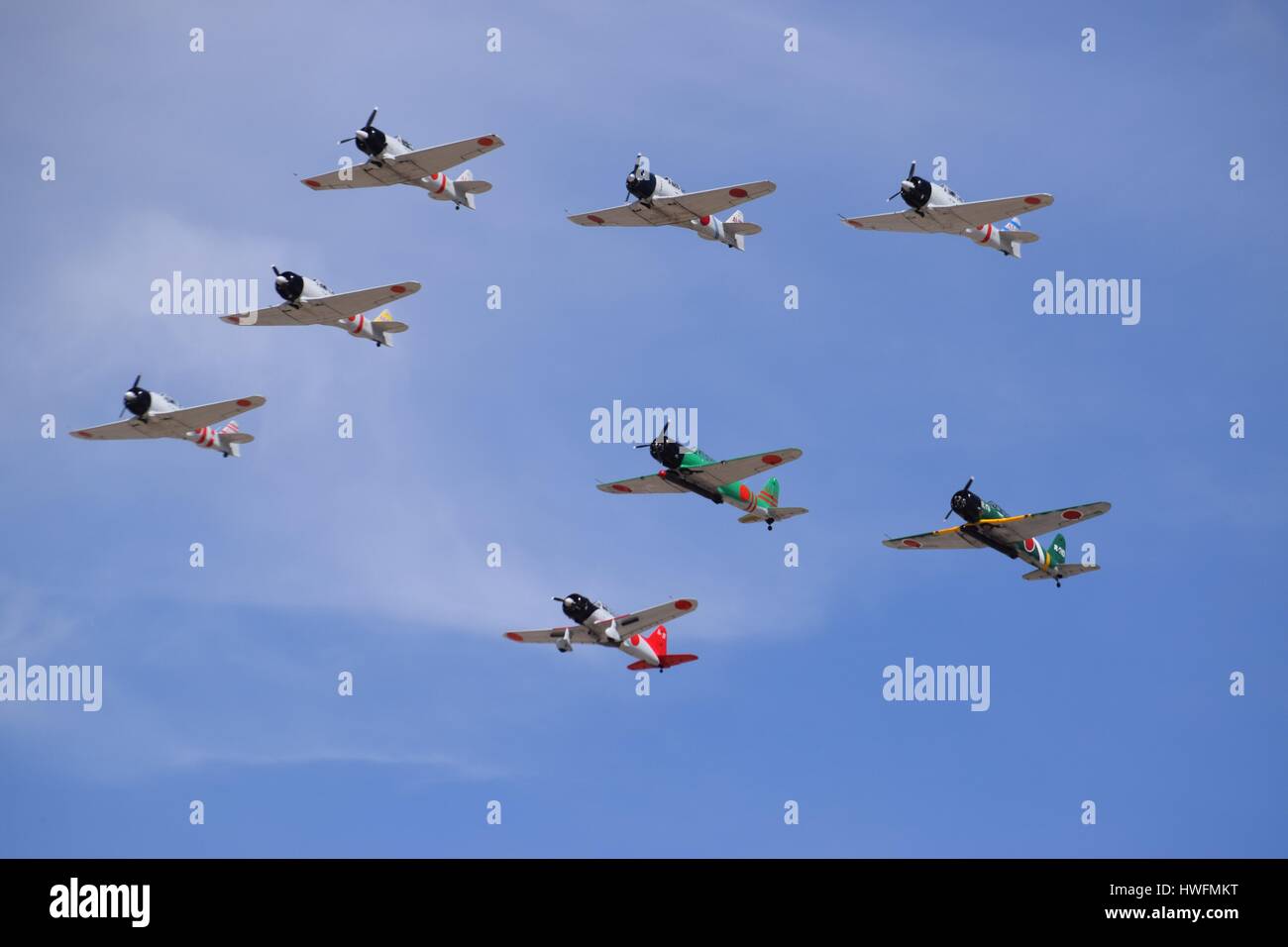 Japanese Zero Fighter Planes (Los Angeles Air Show-March 19, 2016) Stock Photo