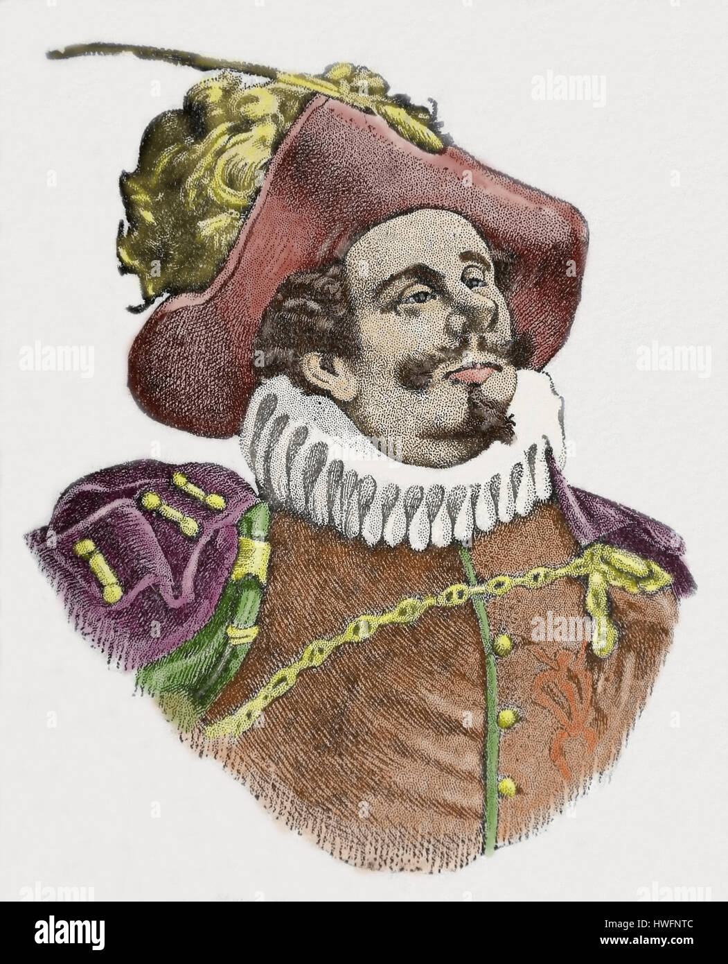 Cyrano de Bergerac. Savivien de Cyrano. French playwright and novelist. (1619-1655) 17th Century. Stock Photo