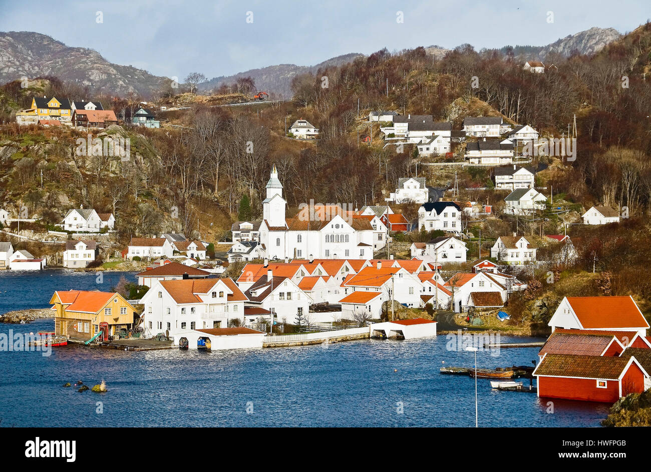 Kirkehamn on the island of Hidra close to Flekkefjord in South-Western Norway. Stock Photo