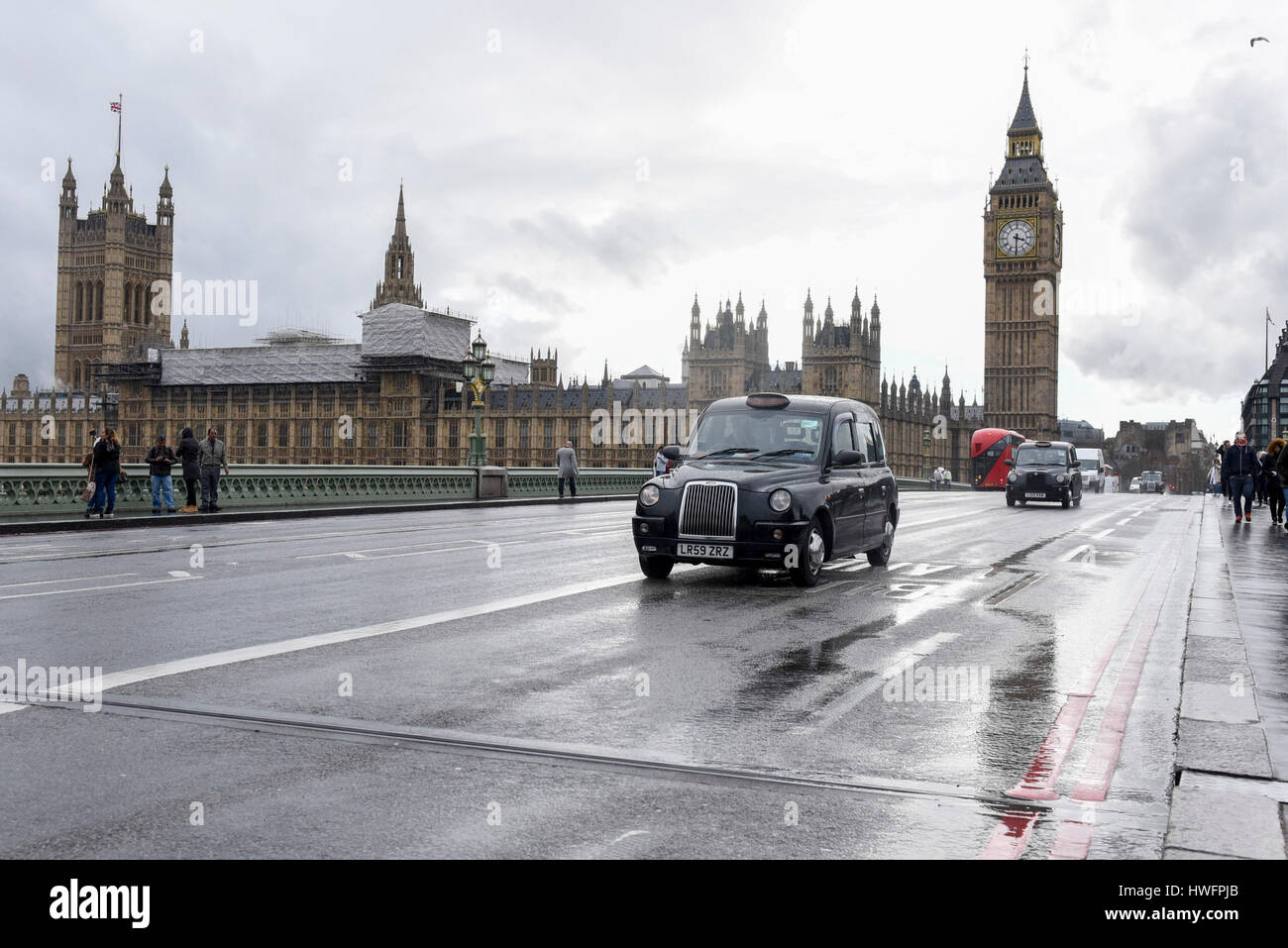 London, UK. 21 March 2017. The Houses of Parliament are seen, as people ...