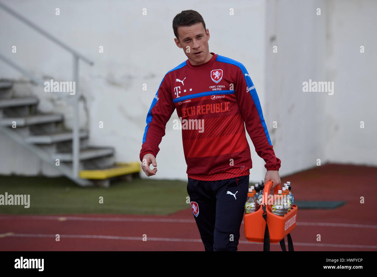 Czech national  football team in action during the training session in Prague, Czech Republic, March 20, 2017 prior to the friendly with Lithuania on Wednesday and  qualifier for the World Championship between Czech Republic and San Marino on Sunday, March 26, 2017. On the photo Jan Sykora. (CTK Photo/Michal Kamaryt) Stock Photo