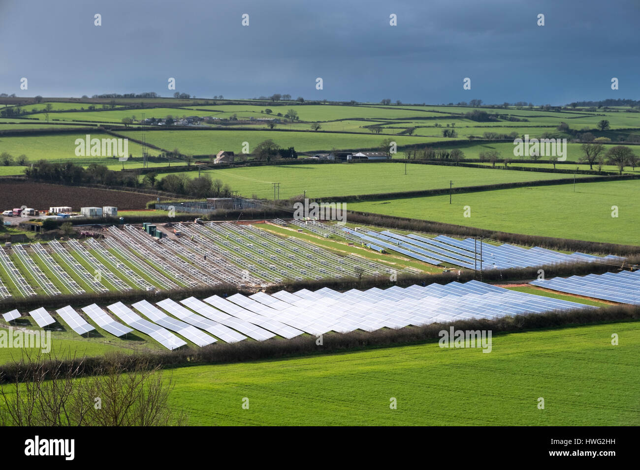 Milborne Port, Somerset, UK. 21st March 2017. A Solar Farm under