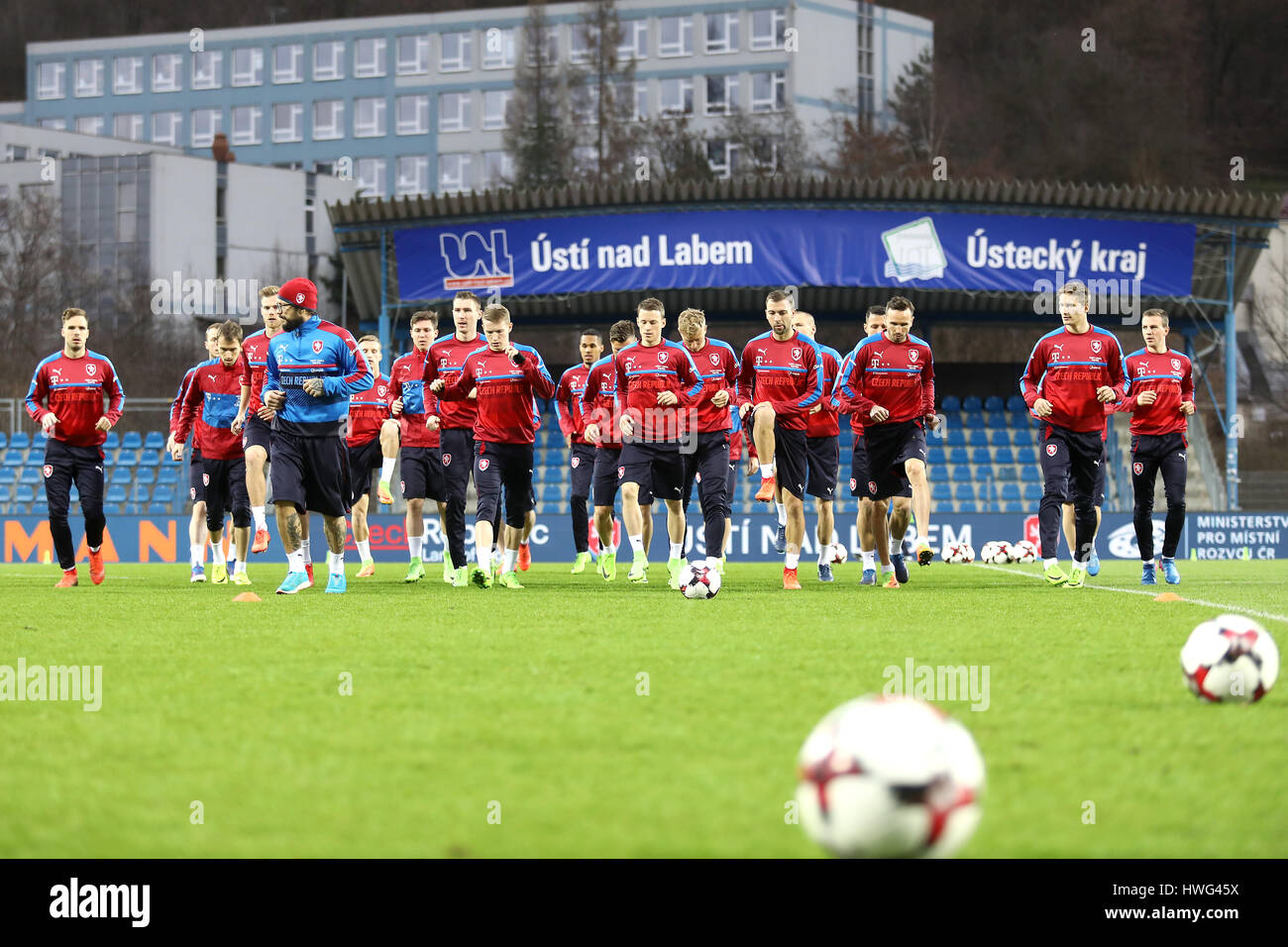 Usti Nad Labem, Czech Republic. 21st Mar, 2017. Czech national football team players in action during the training session in Usti nad Labem, Czech Republic, March 21, 2017 prior to the friendly with Lithuania on Wednesday and qualifier for the World Championship between Czech Republic and San Marino on Sunday, March 26, 2017. CTK Photo/Ondrej Hajek) Stock Photo